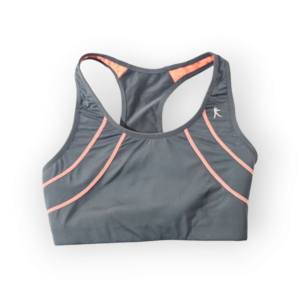 Danskin Sports Bra Small Gray Racerback Pullover Supportive Wireless Active Wear